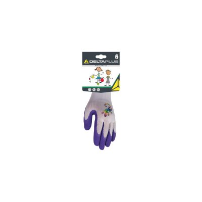 DELTA PLUS Paire de gants de jardinage pour enfant - blanc & violet - taille 4