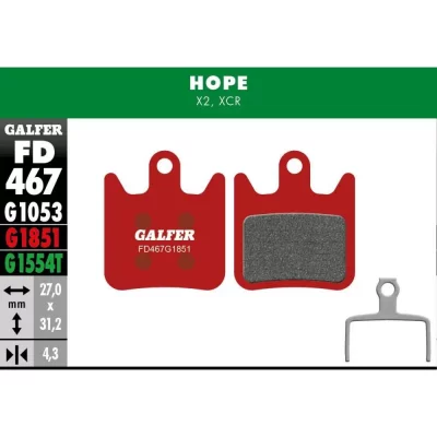 GALFER Paire de plaquettes  semi metalliques hope x2 advanced