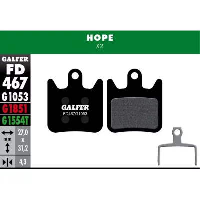 GALFER Paire de plaquettes  semi metalliques hope x2 standard