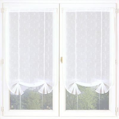 Paire de Stores Relevables en Etamine Blanc 60 x 140 cm - Blanc