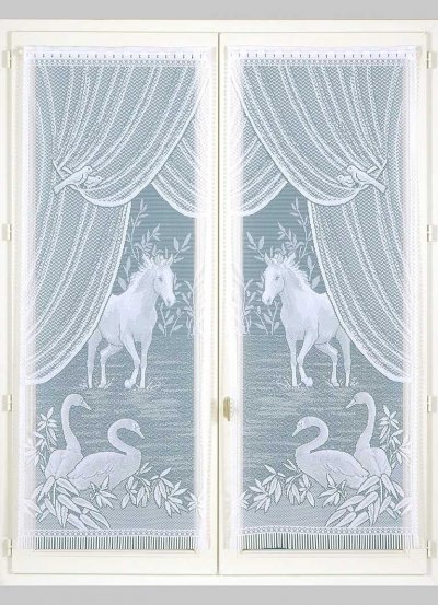 Paire de vitrages Esprit Equestre Blanc 60 x 120 cm - Blanc