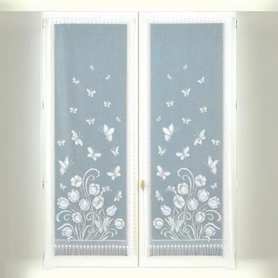 Paire de Vitrages Frang&eacute;s et Dentell&eacute;s Blanc 60 x 120 cm - Blanc