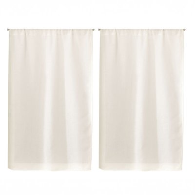 Paire de Vitrages Unis en Etamine Blanc 95 x 160 cm - Blanc