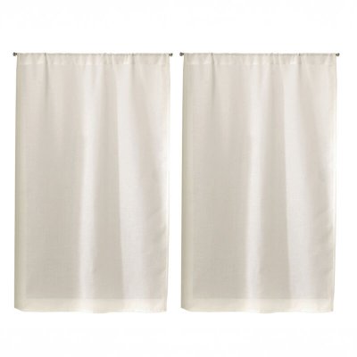 Paire de Vitrages Unis en Etamine Champagne 95 x 200 cm - Champagne