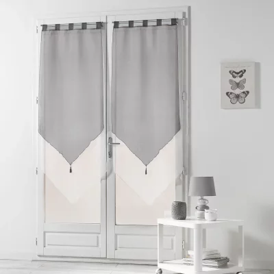 Paire de voilages ""duo"" 60x160cm blanc & gris