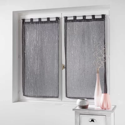 Paire droite passants 2 x 60 x 160 cm voile sable applique filiane Anthracite