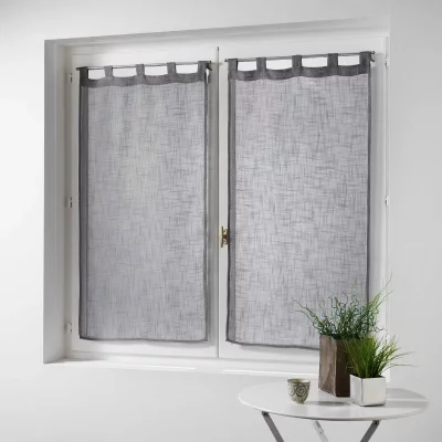 Paire droite passants 2 x 60 x 90 cm effet lin tisse haltona Gris