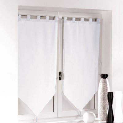 Paire pompon passants 2 x 60 x 90 cm voile uni voiline Blanc