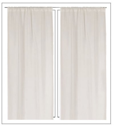 Paire vitrage &agrave; passe tringle polyester naturel 45 x 180 cm