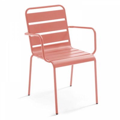 OVIALA Palavas - Fauteuil de jardin en m&eacute;tal argile - Rose
