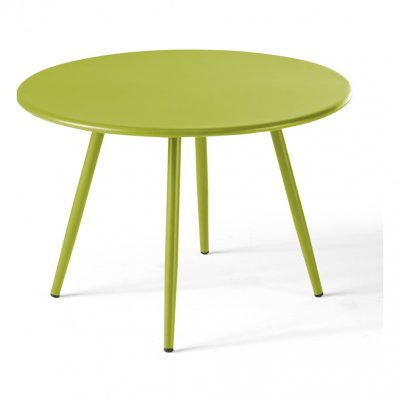 OVIALA Palavas - Table basse de jardin ronde en m&eacute;tal vert 50 cm - Vert