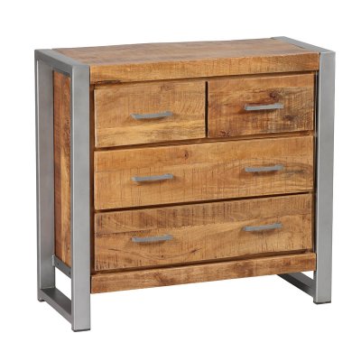 PALISSA - Commode 4 Tiroirs Bois et Acier Patin&eacute; - Altobuy