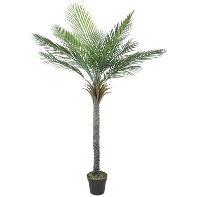 HOMCOM Palmier artificiel 180 cm en pot 15 feuilles r&eacute;alistes PE et PP vert