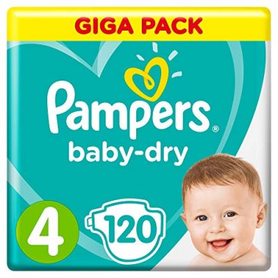 PAMPERS  baby dry couches b&eacute;b&eacute; taille 4 - 8 a 16 kg - 120 couches