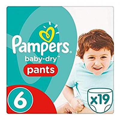 PAMPERS  Couches culottes Baby-Dry, taille 6 : 15+ kg - Le paquet de 19