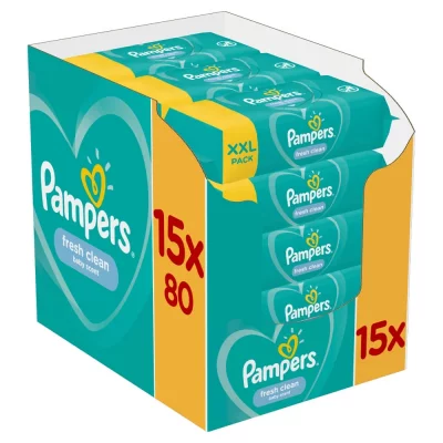 PAMPERS  Lingettes Fresh Clean ECom 15x80, 1200 pi&egrave;ces