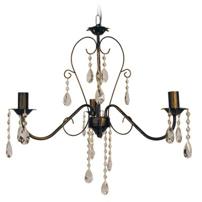 TOSEL Pampilles - lustre multi bras m&eacute;tal marron or et transparent E2280