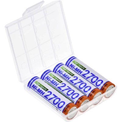 PANASONIC  HR-3U Lot de 4 Piles NiMH 2700 mAh 1,2 V + bo&icirc;te Mignon (AA)