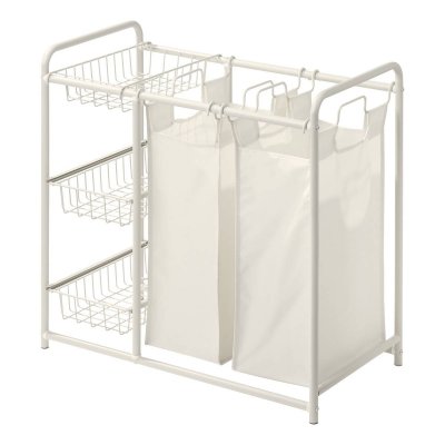 Panier &Agrave; Linge 2 Compartiments De 45l Linea Blanc - 5five