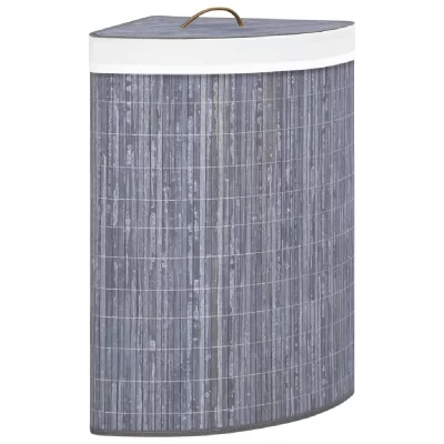 VIDAXL Panier &agrave; linge d'angle Bambou Gris 60 L  - Gris
