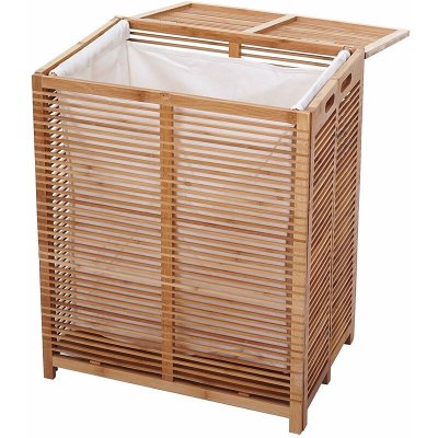 Panier &agrave; linge en bambou avec sac 61x50x35cm 105 litres sdb04028