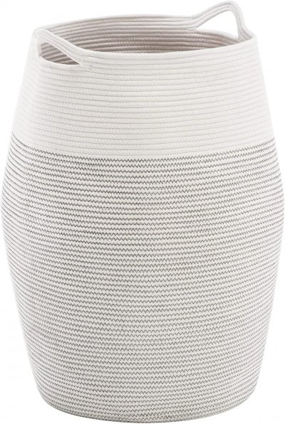 VENDOS85 Panier &Agrave; Linge En Coton Tress&eacute; Gris 105 L