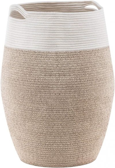 VENDOS85 Panier &Agrave; Linge En Coton Tress&eacute; Marron 105 L