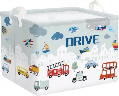VENDOS85 Panier &agrave; linge enfant Ville pliable 36 L - Polyester