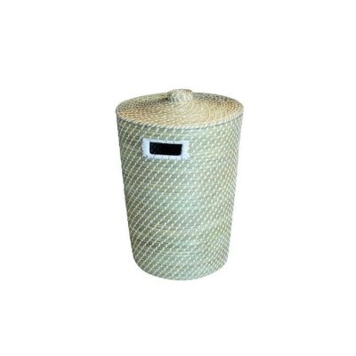 BOX AND BEYOND Panier &agrave; linge fibre v&eacute;g&eacute;tale Phuket, naturel, 40 x 52 x 40 cm