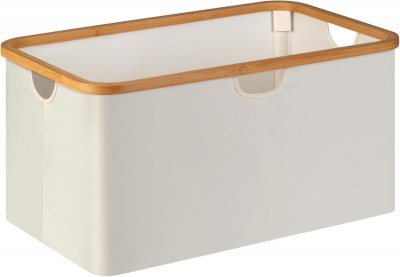 VENDOS85 Panier &Agrave; Linge Pliable 63 L Beige Avec Cadre Bambou