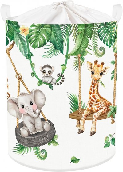 VENDOS85 Panier &Agrave; Linge Pliable Animaux 45 L