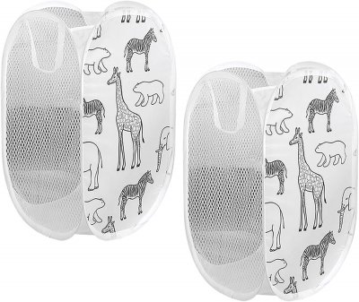 VENDOS85 Panier &agrave; linge pliable Blanc 30L