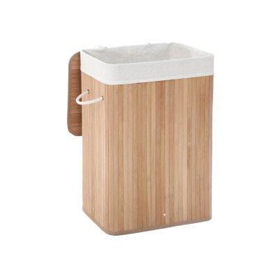 SONGMICS Panier &agrave; linge pliable en bambou - L40 x H60 cm - Marron