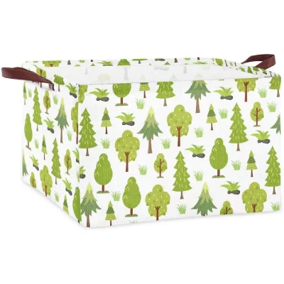 VENDOS85 Panier &Agrave; Linge Pliable En Lin Motif Arbres