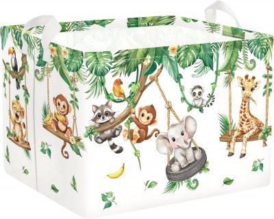 Panier &Agrave; Linge Pliable Girafe Singe &Eacute;l&eacute;phant 36 L