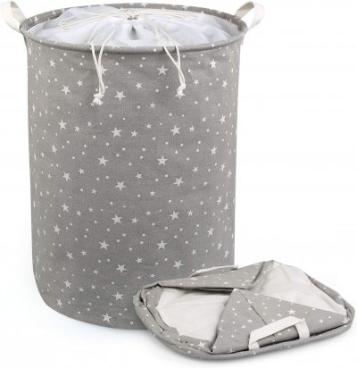 VENDOS85 Panier &Agrave; Linge Pliable Motif &Eacute;toile 40 &times; 50 Cm