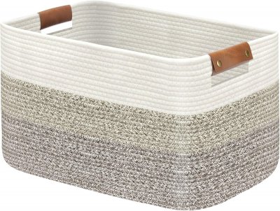 VENDOS85 Panier &Agrave; Linge Xxl Pliable En Coton D&eacute;grad&eacute; Marron