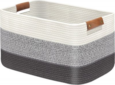 VENDOS85 Panier &Agrave; Linge Xxl Pliable En Coton Gradient Gris