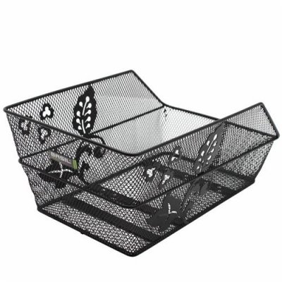 BASIL Panier arriere acier nid abeille  cento flower noir (47x31x21cm)