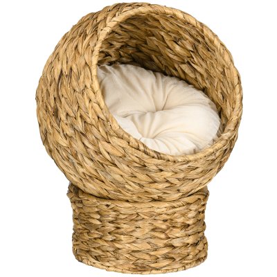 PAWHUT Panier chat coussin inclus beige marron