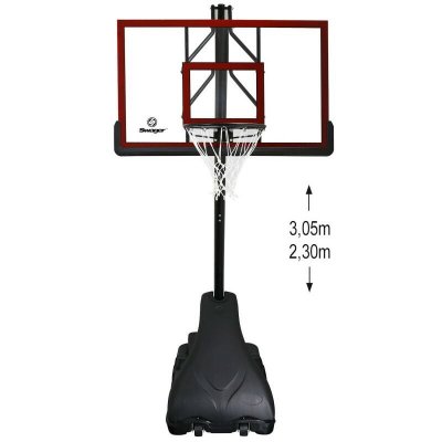 Panier de basketball pro deluxe platinium sur pied et mobile, hauteur r&eacute;glable de 2,30m &agrave; 3,05m