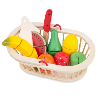 NEW CLASSIC TOYS Panier de fruits avec bande (scratch), jouet bois 