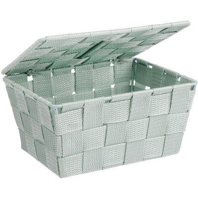 WENKO Panier de rangement adria avec couvercle blanc