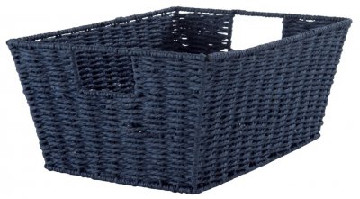 COMPACTOR Panier de rangement bleu en papier tress&eacute; 31x24cm