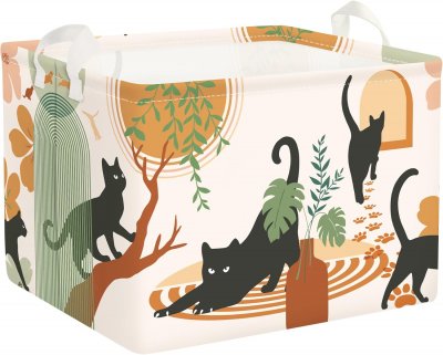 VENDOS85 Panier de rangement Chat Boh&egrave;me 40&times;30&times;30 cm