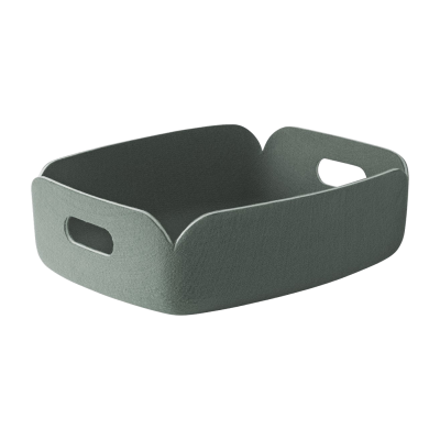 MUUTO Panier de rangement recycl&eacute; gris vert Restore Tray - 