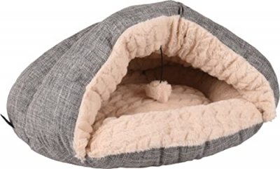 FLAMINGO Panier grotte Zupo, 49 x 40 cm, gris et beige, pour chat.