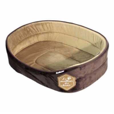 LOVE STORY Panier mousse patchy 55cm - chocolat et taupe - pour chien 