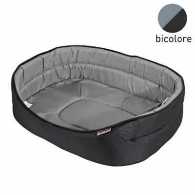 LOVE STORY Panier ovale pour animaux - Noir / Gris - L 80 x l 62 cm