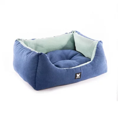 MARTIN SELLIER Panier pour chien Domino Su&eacute;dine - Bleu - 70x50x23cm 